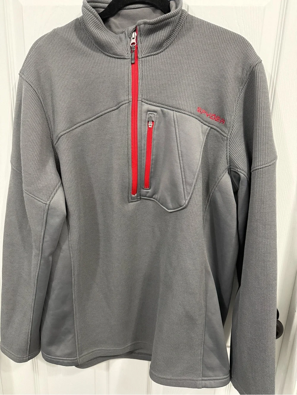 Spyder Grey Pullover with Red Zip Accents